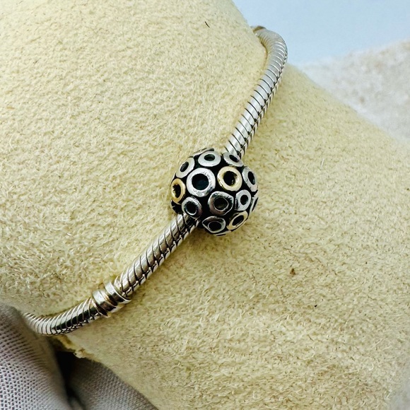 EUC Pandora 790325 Sterling Silver w/ 14K Yellow Gold Oh! Charm - Picture 10 of 17